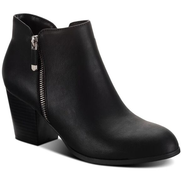 Style & Co. Womens Masrinaa  Black Faux Leather Heels Ankle Boots Shoes New - Picture 1 of 3